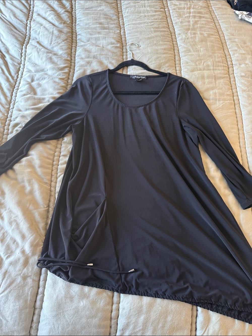 Mystree Black Long-Sleeve A-Line Tunic